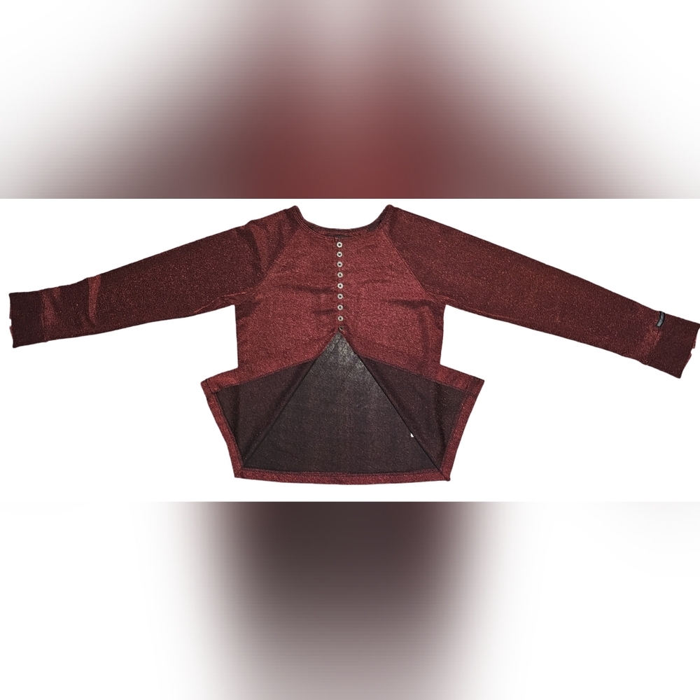 Harley-Davidson Womens Y2K Red Shimmer Button Front Slit Top Made USA Sz M - Picture 14 of 16